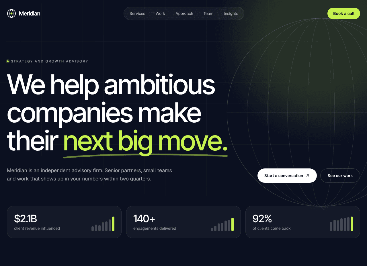 Meridian template screenshot